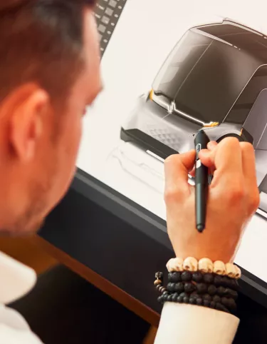A designer working on a concept truck design
